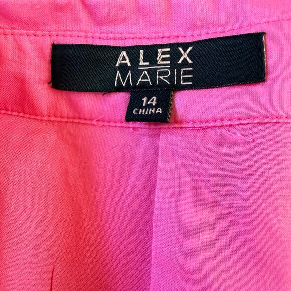 Vintage Inspired Alex Marie Pink Wrap Dress Size 14 Eyelet Hem Fit & Flare - Picture 10 of 11